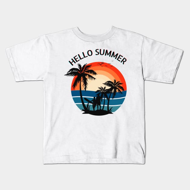 Hello Summer Tshirt, Vacation Shirt, Travel Tees Kids T-Shirt by Salasala